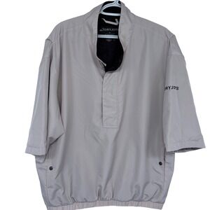 Footjoy DryJoys 1/4 Zip Windbreaker Pullover Mens Large Beige Pullover Golf